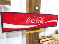 Vintage Coca Cola painted glass panel with metal
