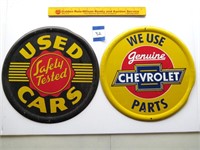(2) Chevrolet and Safety Tested advertising signs