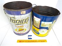 Fischer's metal lard can and Osh Kosh B'Gosh