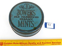 Vintage Bowers Old Fashioned Creamy mints tin
