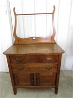 Antique oak wash stand with (2) drawers, (2)
