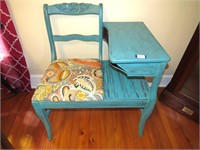 Vintage turquoise painted telephone table