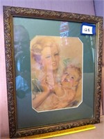 Antique framed print: Mother and Child