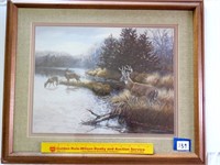 Deer print by Vulie Crocker, matted and framed