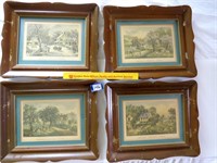 (4) Framed and matted prints: American Homestead