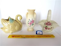 (3) piece set of vintage figurines and vases