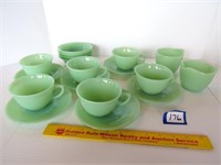 Fire King set: (6) cups and saucers, (4) small