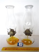 (2) Antique matching oil lamps