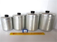 Vintage aluminum canister set (Labeled Flour,