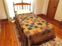 Wood twin bed with frame, box springs, &