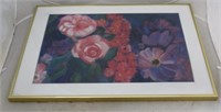 Framed Pastel Floral Painting