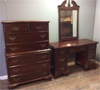 (3) MAHOGANY ASSOCIATION FURNITURE, DESK, CHEST