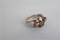 .925 Silver, Size 10 Ring with 4 Stones