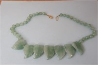 18" Jade Handcarved Leaf Necklace