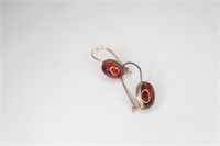 Amber & Sterling Silver,Mkd Poland & .925 Earrings