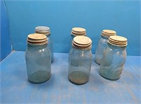 6 blue ball jars