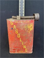 Vintage 1 Gallon Metal Gas Can and Spout