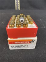 20 Rounds Winchester .45 Auto Silvertip JHP, New