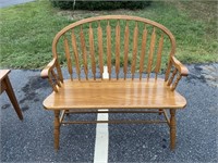 Vintage Oak Curved Back Bench, Union City Chair US