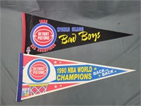 Detroit Pistons '89 & '90 World Champs Pennants