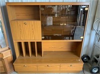 MID CENTURY SCHREIBER WALL UNIT WITH SMOKED