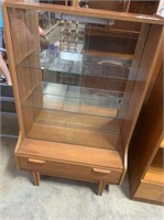 MID CENTURY DISPLAY CASE WITH SLIDING GLASS