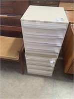 RETRO LAMINATE CABINETS EACH WITH 4 DRAWERS (2X)