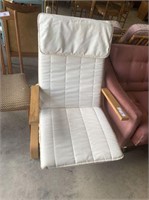 WOOD FRAME CHAIR WITH CANVAS TIED SEAT &