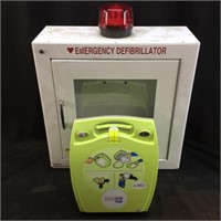 ZOLL AED PLUS DEFIBRILLATOR w CINTAS CABINET