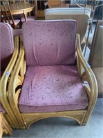 RATTAN PATIO CHAIRS WITH CUSHIONS (2X)
