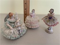 Three porcelain lace dress ladies