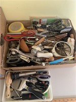 Large Assortment kitchen utensils, knives,