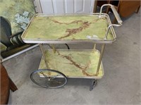 METAL TEA TROLLEY WITH 2 LAMINATE TRAYS