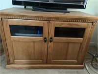 Oak finish TV cabinet, VHS/DVD player