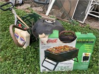 Small charcoal grill tub of miscellaneous