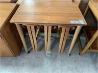 MID CENTURY OCCASSIONAL TABLE WITH NEST OF 3