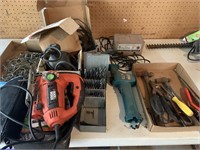 Large lot of tools, drill bits, jigsaw,