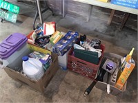 Large lot of cleaning supplies, lightbulbs,