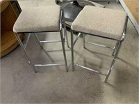 CHROME BASE STOOLS WITH UPHOLSTERED SEATS
