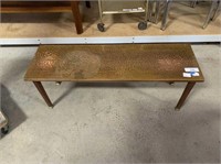 MID CENTURY COPPER TOP TABLE/BENCH WITH