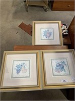 (3 PCS) FRAMED AND MATTED FRUIT PRINTS