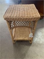 WICKER OCCASIONAL TABLE WITH LOWER SHELF