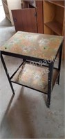Vintage metal table, black 15in deep, 20in wide,