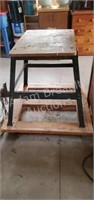 Metal frame work table on casters, 20in wide,