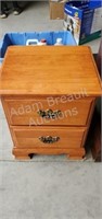 Two drawer wood nightstand, 14.5 in deep X 17.5