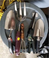 garden tools, shovel, rake, etc.