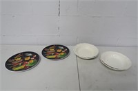 Two Portion Plates and Four Mikasa China Dishes