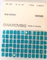 Swarovski 72 Pcs Blue Zircon Original 1970's