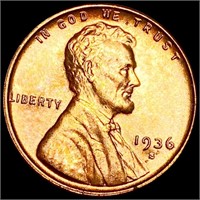 1936-S Lincoln Wheat Penny CHOICE BU RED