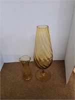 MCM Large Amber Empoli Vase & SM Amber Vase